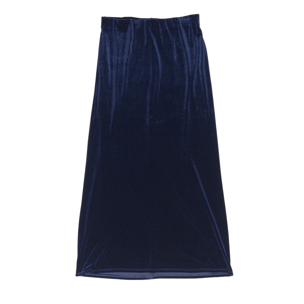 Max Studio VTG 90s Velvet Maxi Skirt Size L Navy Blue Whimsigoth Evening USA NWT
